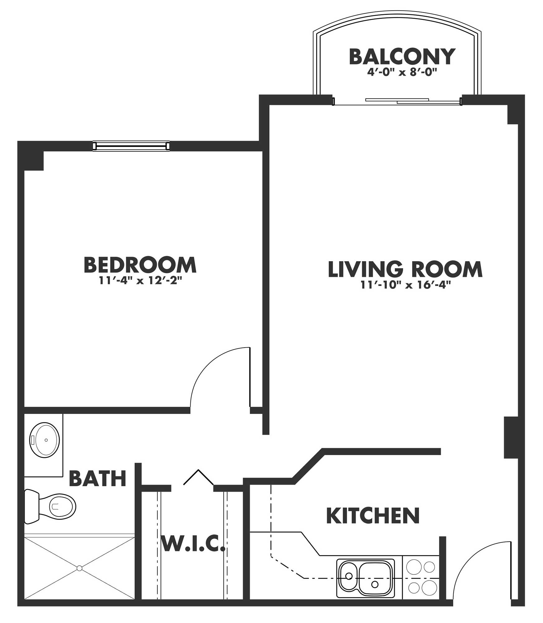 The one bedroom cartwright floor plan.