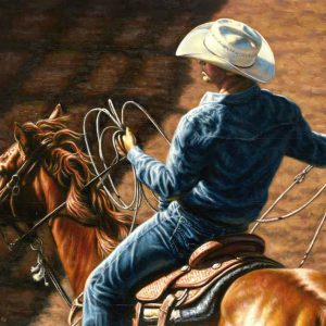 painting of a cowboy on a horse by artist Steve Boaldin